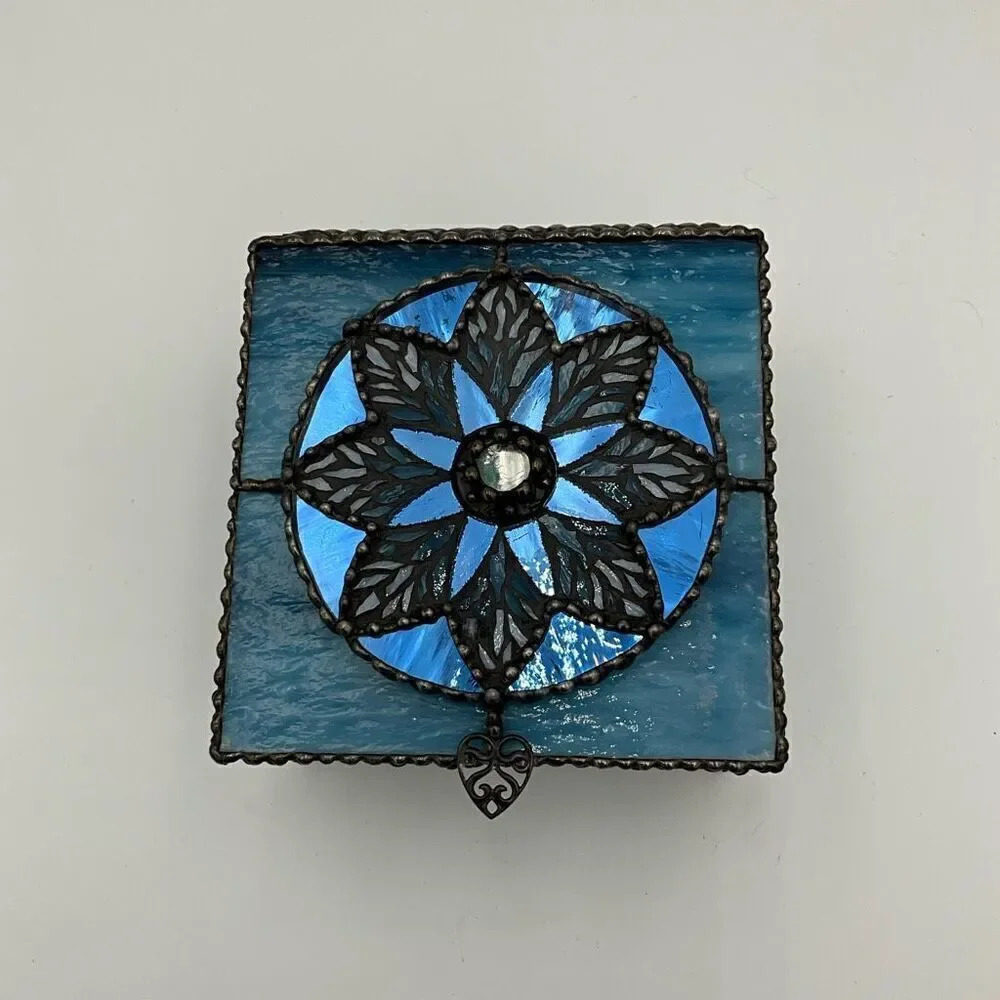 HANDCRAFTED Stained Glass Jewelry Box Keepsake Box